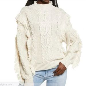 Leith NWT cream/white fringe sweater in XS